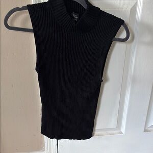 Bar III Black Ribbed Mock Neck Tank Top
